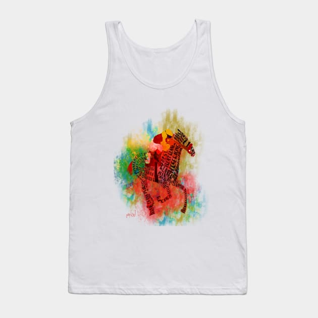 Racehorse in Typography Tank Top by Ginny Luttrell